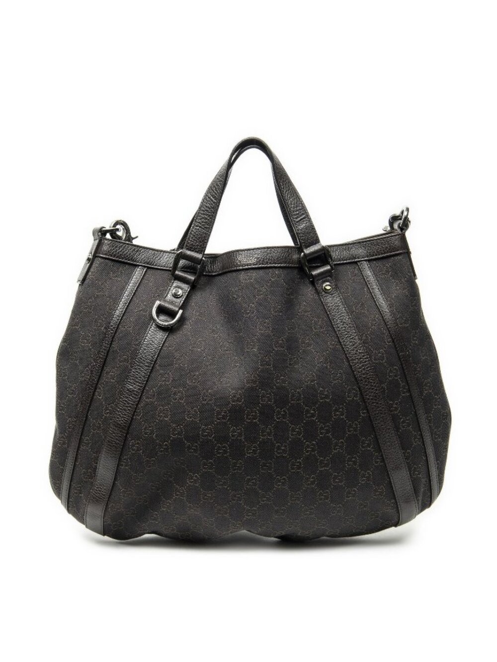 Gucci Convertible Tote Bag Dark Brown GG Denim Canvas